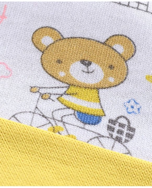 Babyhug 100% Cotton Cap Striped and Printed Yellow Pack of 2 - Diameter 9.5 cm