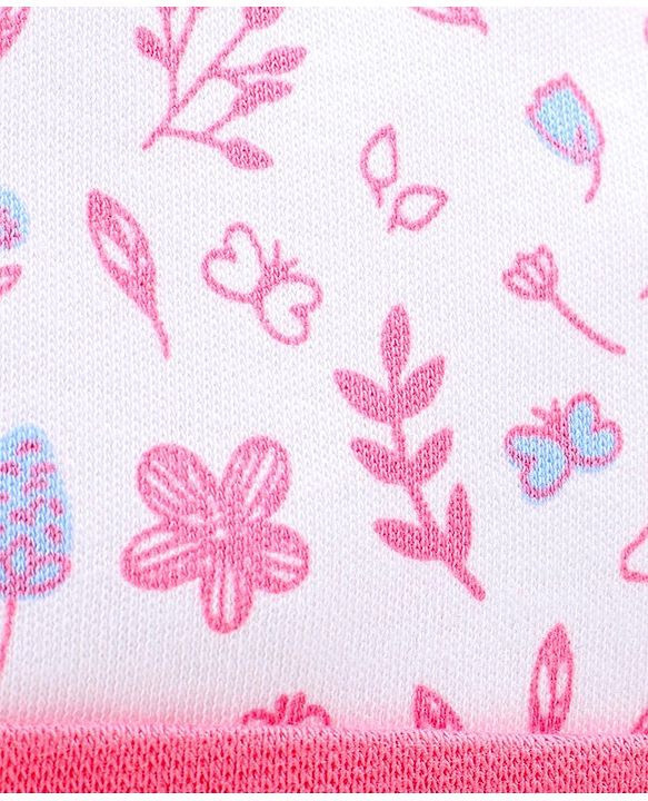 Babyhug 100%Cotton Cap Mittens & Booties Unicorn Print Pink - Diameter 10.5 cm
