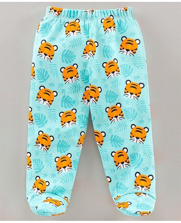Babyhug Bootie Pajamas Shark Print Pack of 2 - Green Grey