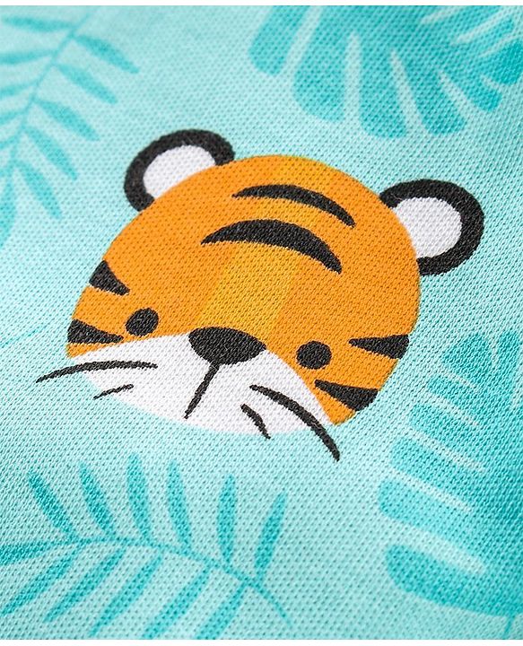 Babyhug Bootie Pajamas Shark Print Pack of 2 - Green Grey