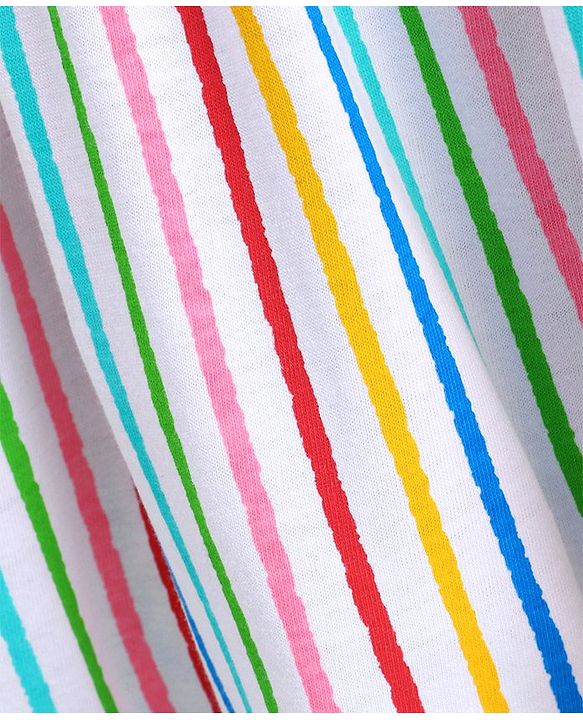 Babyhug Cap Sleeves Striped Frock - Multicolor
