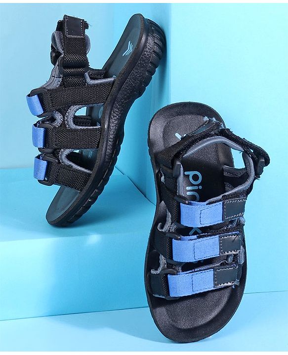Pine Kids Sandals With Triple Velcro Closure - Blue Black