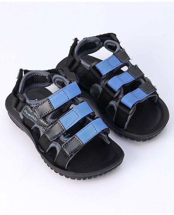 Pine Kids Sandals With Triple Velcro Closure - Blue Black