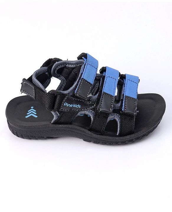 Pine Kids Sandals With Triple Velcro Closure - Blue Black