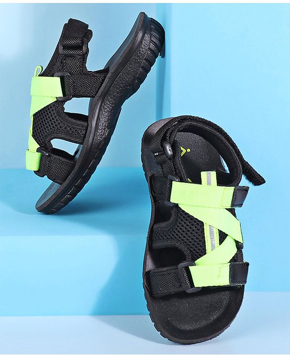 Pine Kids Sandals With Triple Velcro Closure - Green Black