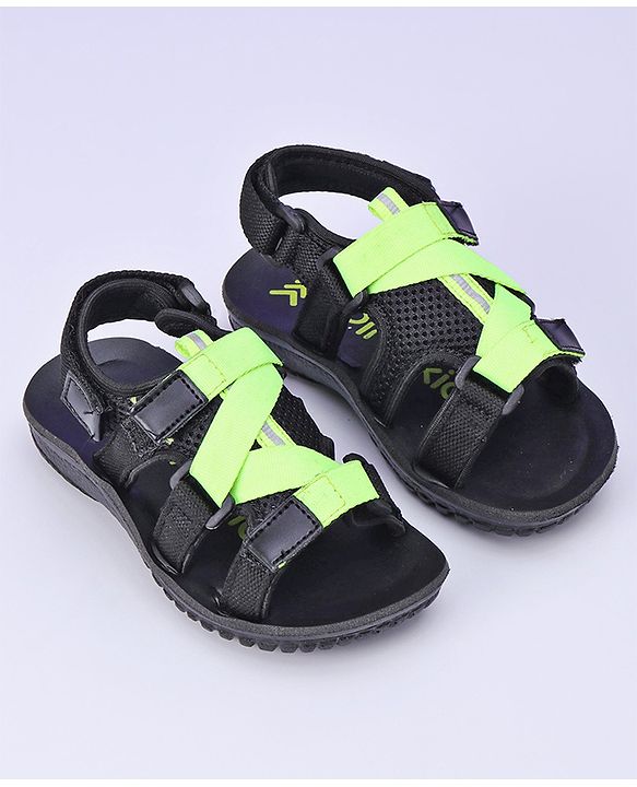 Pine Kids Sandals With Triple Velcro Closure - Green Black