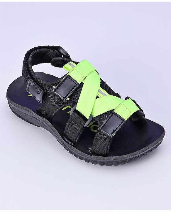 Pine Kids Sandals With Triple Velcro Closure - Green Black