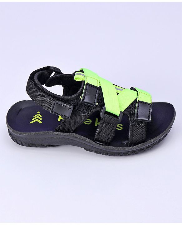 Pine Kids Sandals With Triple Velcro Closure - Green Black