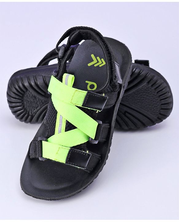Pine Kids Sandals With Triple Velcro Closure - Green Black