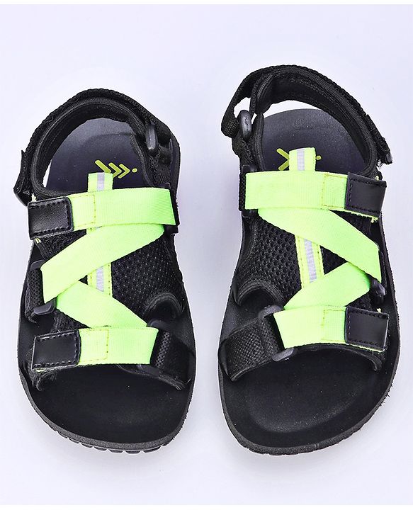 Pine Kids Sandals With Triple Velcro Closure - Green Black