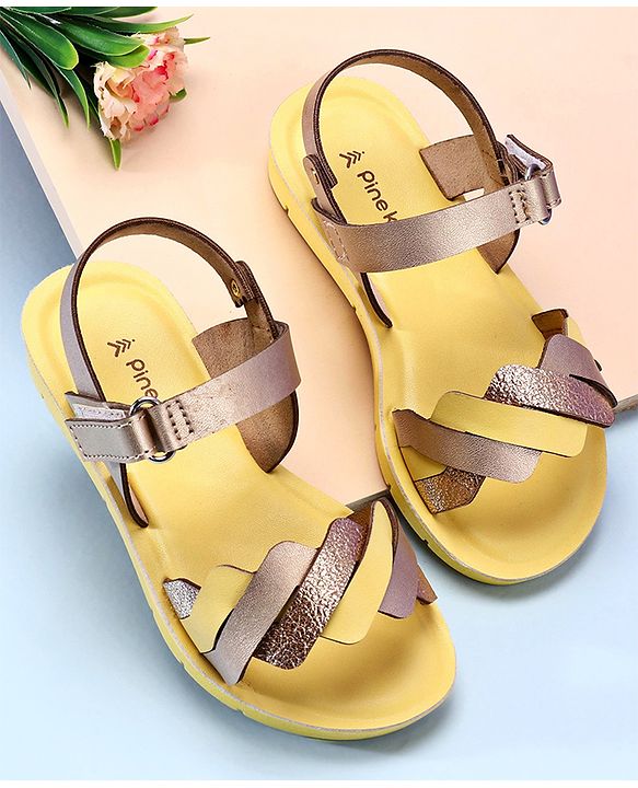 Pine Kids Sandals With Velcro Closure - Yellow