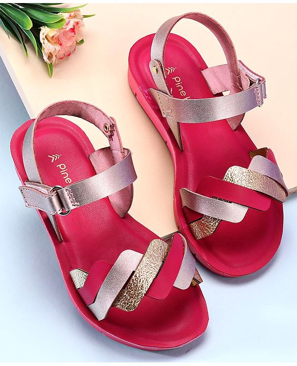 Pine Kids Sandals With Velcro Closure - Fuchsia