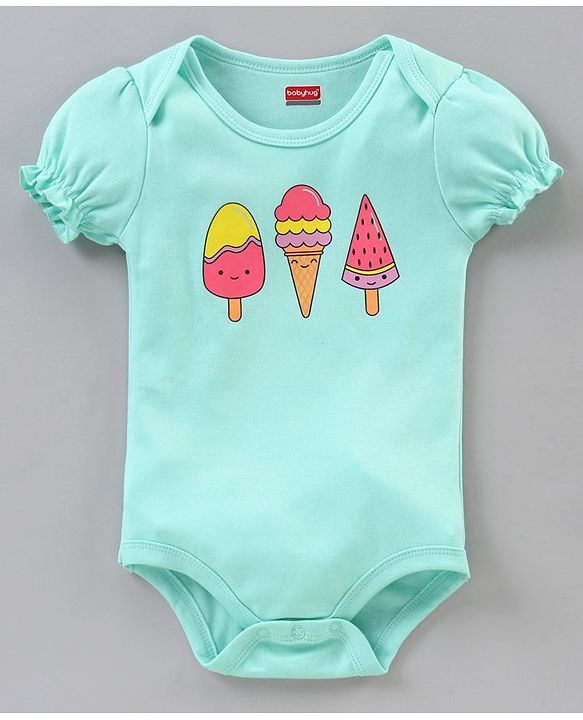 Babyhug 100% Cotton Puff Sleeves Onesies Pack of 5 - Multicolour