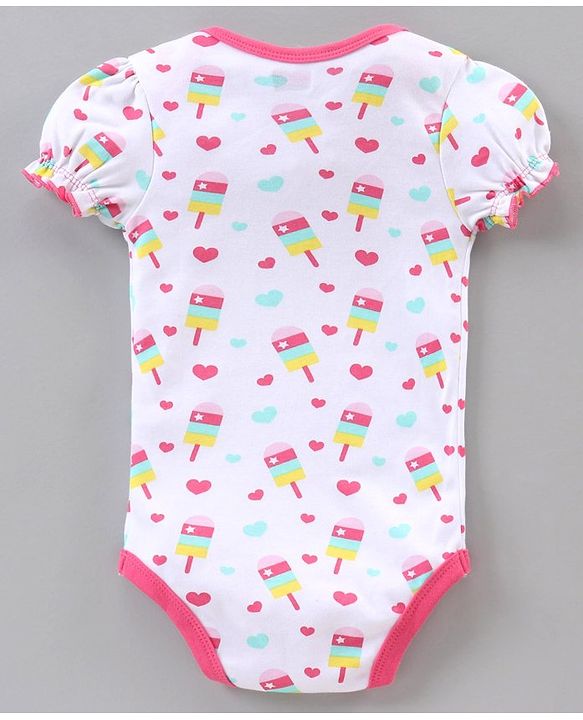Babyhug 100% Cotton Puff Sleeves Onesies Pack of 5 - Multicolour
