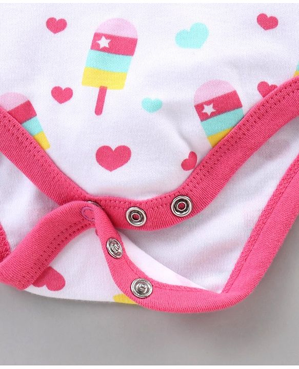 Babyhug 100% Cotton Puff Sleeves Onesies Pack of 5 - Multicolour