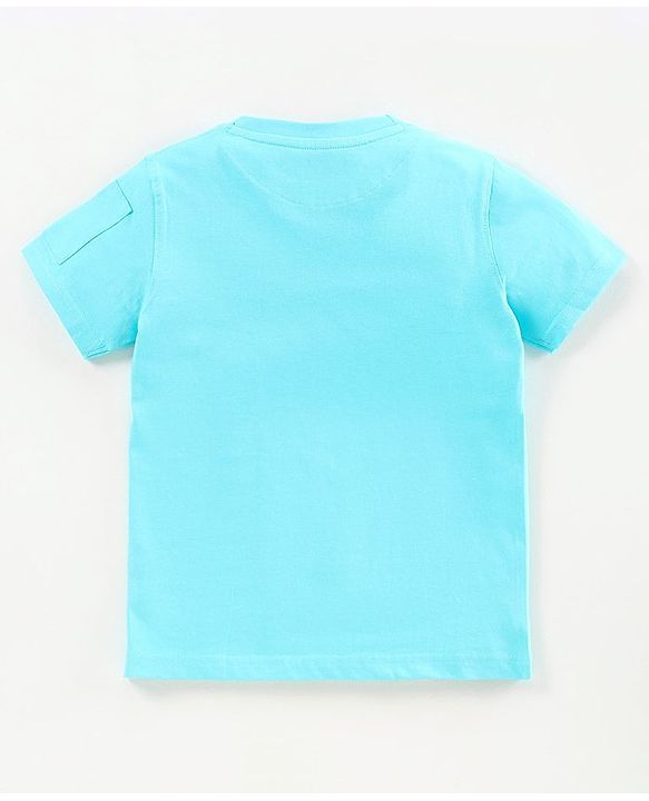 Pine Kids 100%Cotton Half Sleeves Softner Wash Tee Racing Car Print - Blue