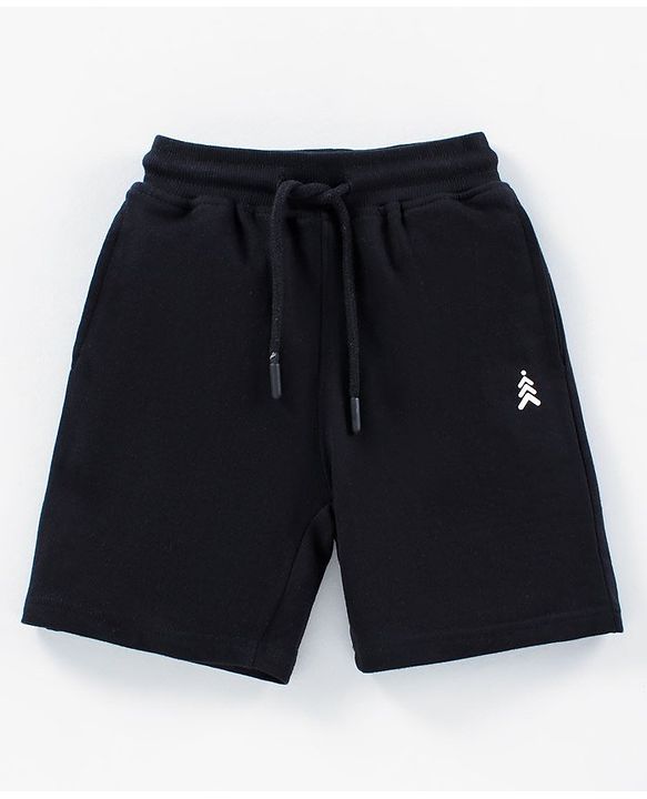 Pine Kids 100%Cotton Above Knee Length Biowashed Shorts With Drawstring Pack of 2 - Red Black