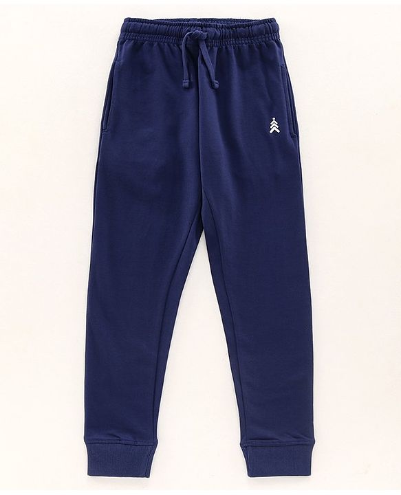 Pine Kids Full Length 100% Cotton Biowashed Solid Lounge Pants Pack Of 2 - Red Blue
