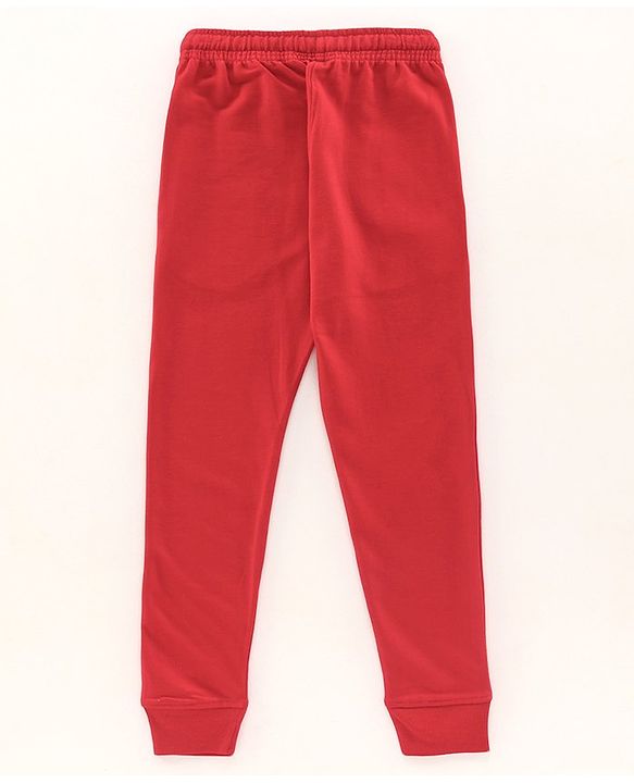 Pine Kids Full Length 100% Cotton Biowashed Solid Lounge Pants Pack Of 2 - Red Blue