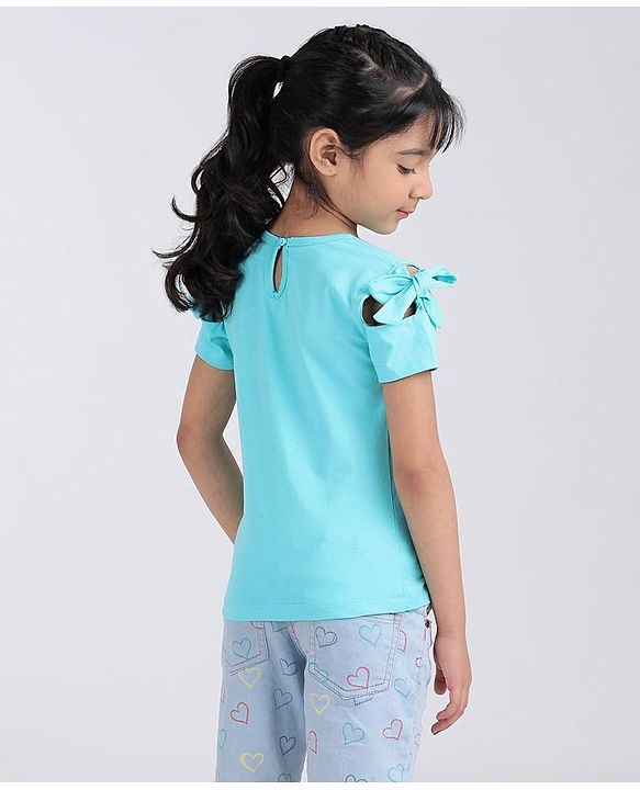 Babyhug Half Sleeves Top Butterfly Print - Blue