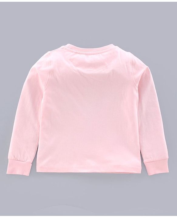 Pine Kids Full Sleeves Biowashed Night Suit Paw Print - Pink