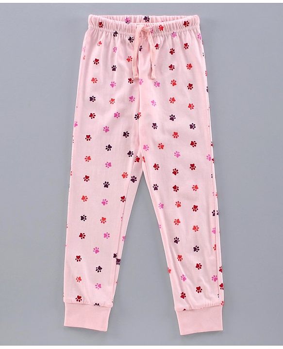 Pine Kids Full Sleeves Biowashed Night Suit Paw Print - Pink