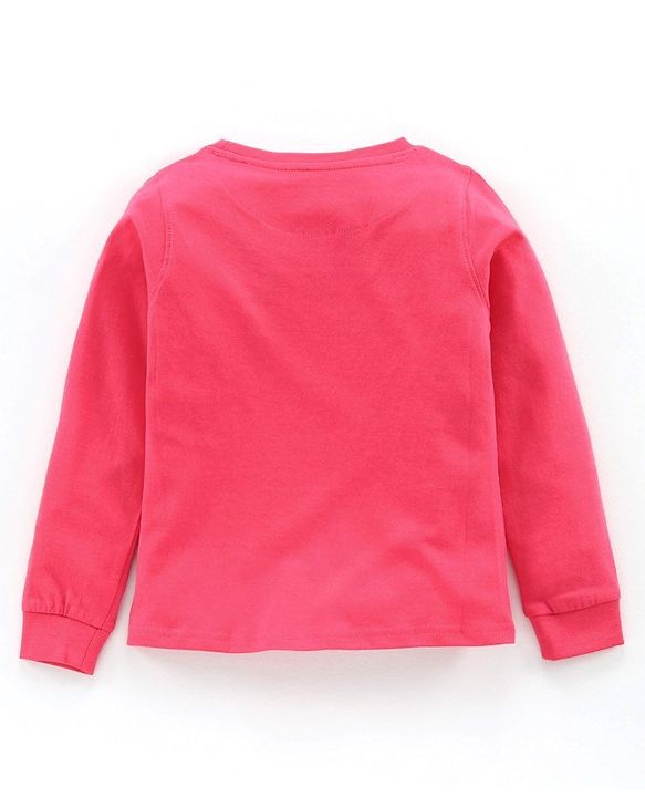 Pine Kids Full Sleeves Biowashed Night Suit Text Print - Pink Navy Blue