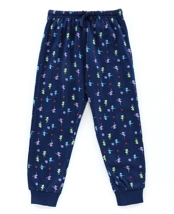 Pine Kids Full Sleeves Biowashed Night Suit Text Print - Pink Navy Blue