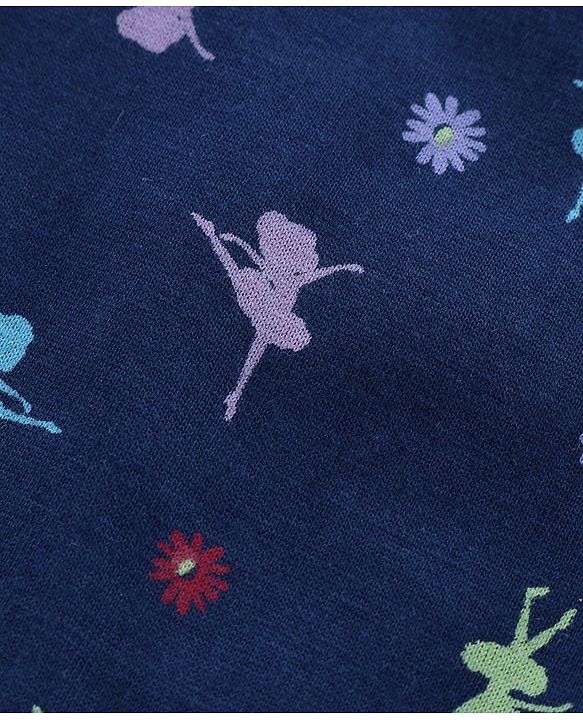 Pine Kids Full Sleeves Biowashed Night Suit Text Print - Pink Navy Blue