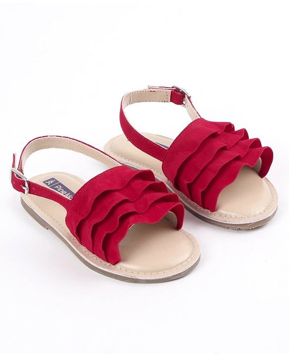 Pine Kids Party Wear Sandals - Red