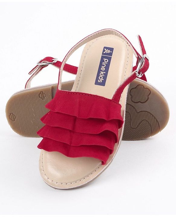 Pine Kids Party Wear Sandals - Red