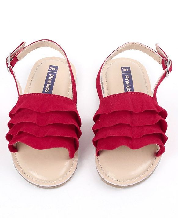 Pine Kids Party Wear Sandals - Red