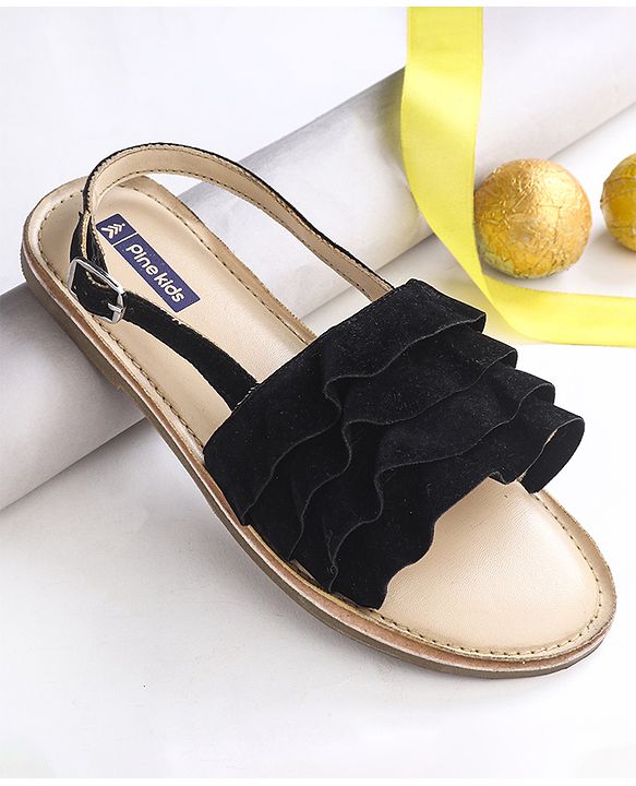 Pine Kids Party Wear Sandals - Black