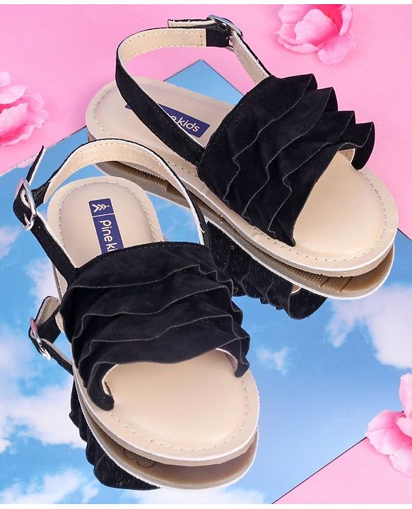 Pine Kids Party Wear Sandals - Black