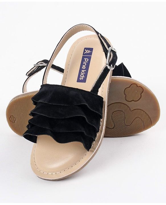 Pine Kids Party Wear Sandals - Black