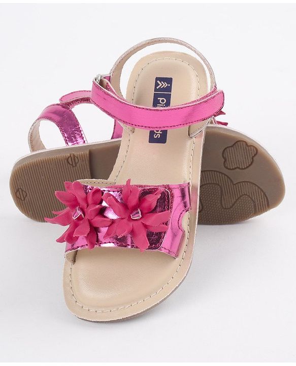 Pine Kids Party Wear Sandals Floral Detail - Pink