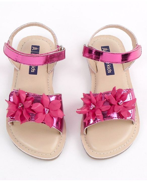 Pine Kids Party Wear Sandals Floral Detail - Pink
