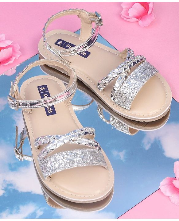Pine Kids Party Wear Sandals Cutwork Detail - Silver