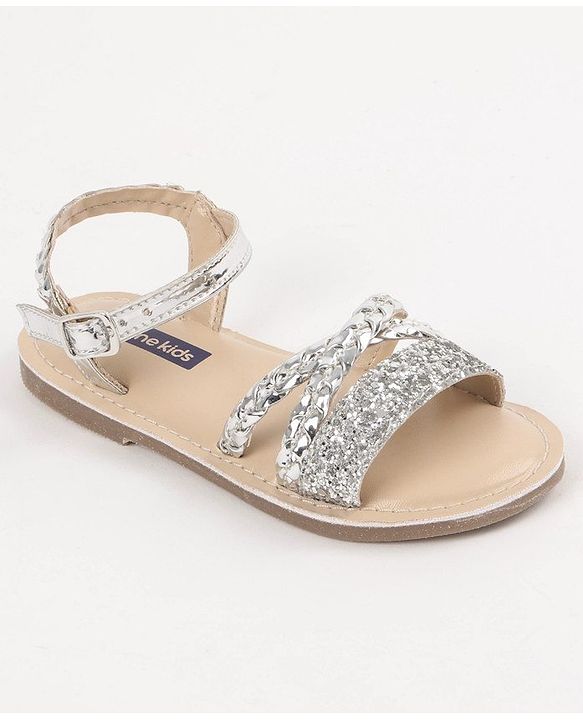 Pine Kids Party Wear Sandals Cutwork Detail - Silver