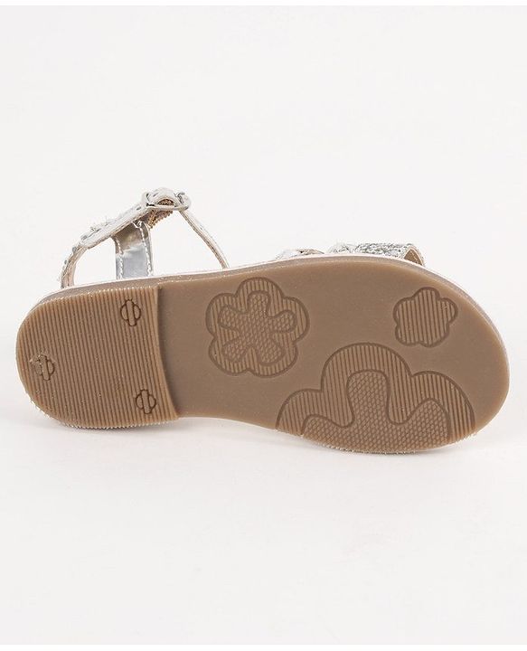 Pine Kids Party Wear Sandals Cutwork Detail - Silver