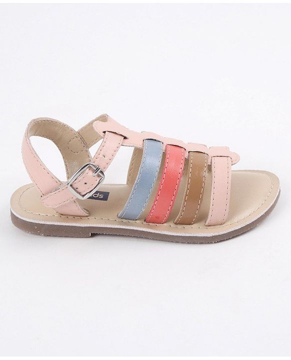Pine Kids Party Wear Sandals - Pink & Multicolor