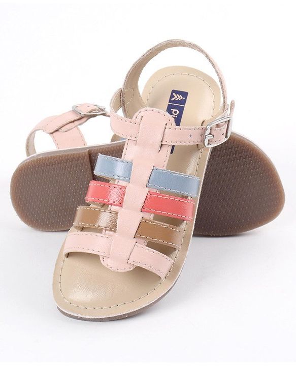 Pine Kids Party Wear Sandals - Pink & Multicolor