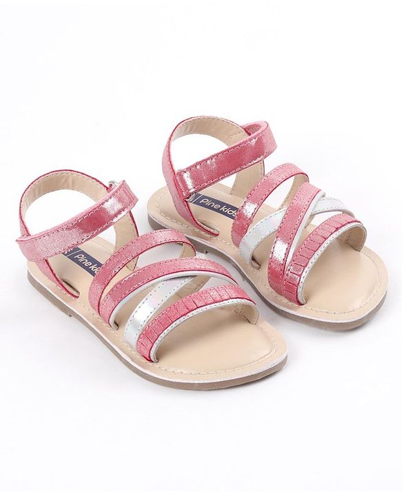 Pine Kids Party Wear Flat Sandals - Pink