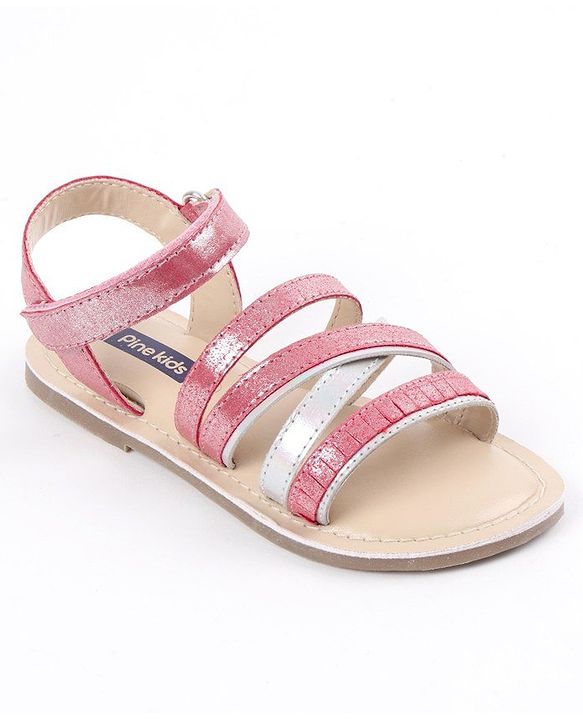 Pine Kids Party Wear Flat Sandals - Pink