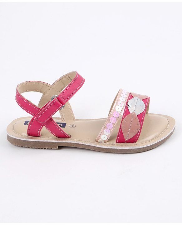 Pine Kids Party Wear Sandals Sequin & Cutwork Detail - Pink