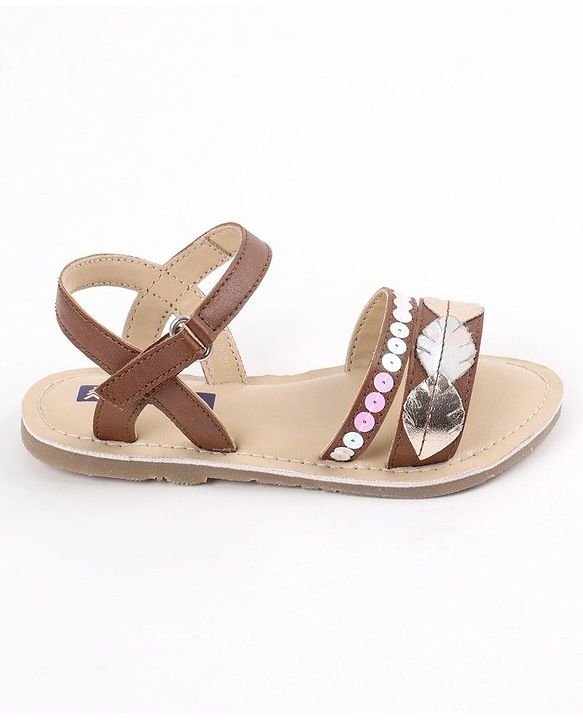 Pine Kids Party Wear Sandals Sequin & Cutwork Detail - Pink