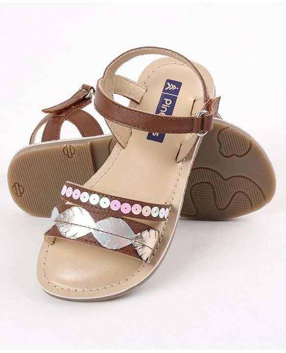 Pine Kids Party Wear Sandals Sequin & Cutwork Detail - Pink