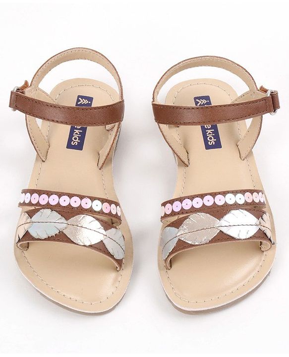 Pine Kids Party Wear Sandals Sequin & Cutwork Detail - Pink