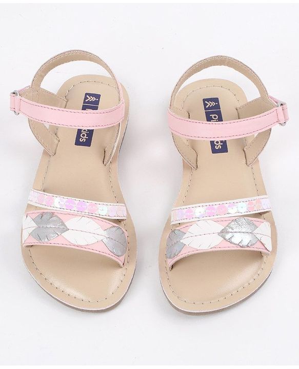 Pine Kids Party Wear Sandals Sequin & Cutwork Detail - Pink