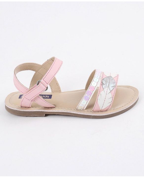 Pine Kids Party Wear Sandals Sequin & Cutwork Detail - Pink